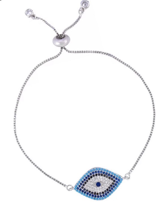 Silver blue Evil Eye Bracelet